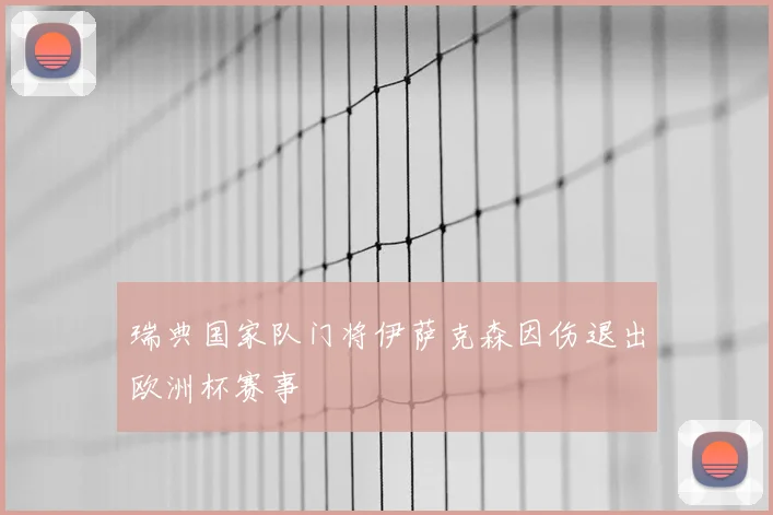 瑞典国家队门将伊萨克森因伤退出欧洲杯赛事